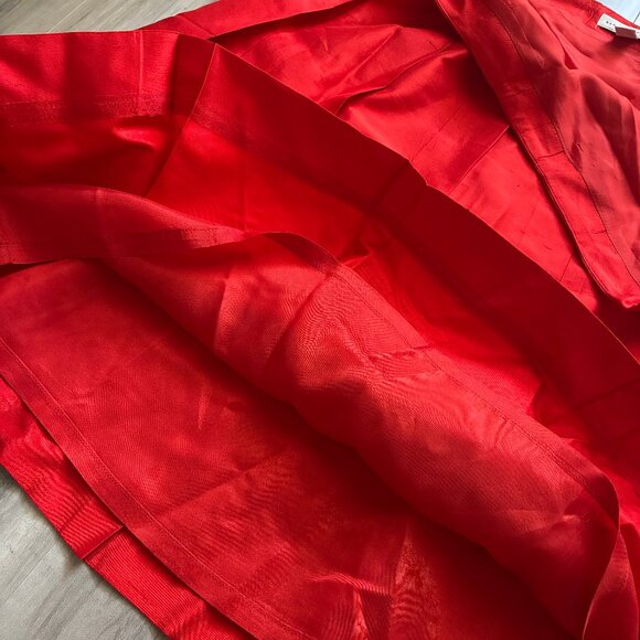 Banana Republic Red Silk Pleated A-Line Skirt - Picture 6 of 8